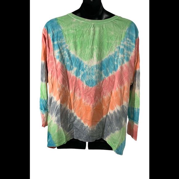 Seed to Style Printed Long Sleeve Top w/ Sharkbite Hem Multi TieDye - Regular - Picture 2 of 2
